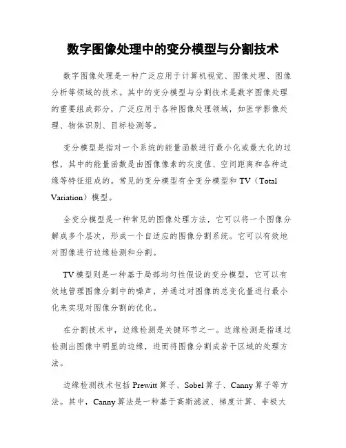 数字图像处理中的变分模型与分割技术
