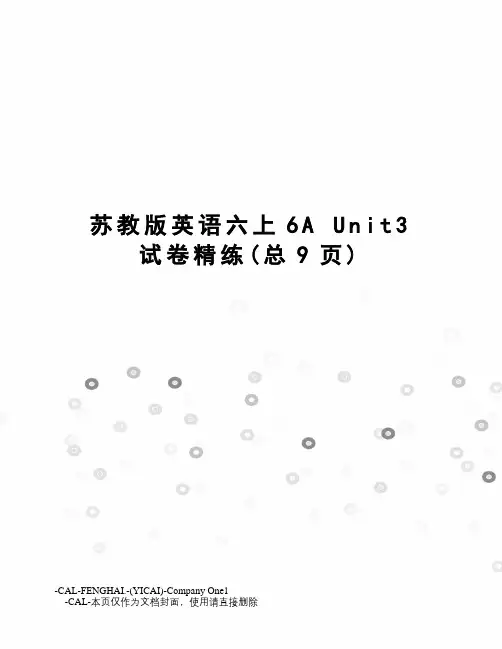 苏教版英语六上6aunit3试卷精练
