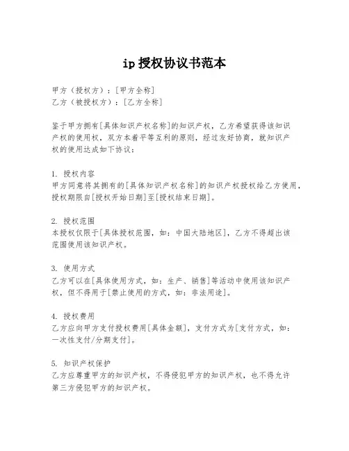 ip授权协议书范本