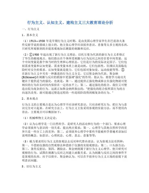 行为主义认知主义建构主义三大教育理论分析----教改探讨(373)