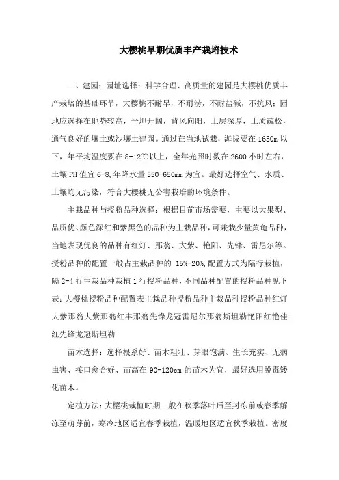 大樱桃早期优质丰产栽培技术