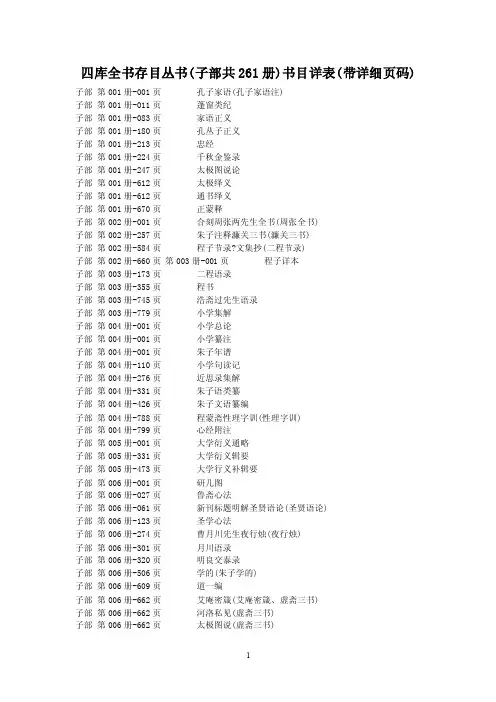 四库全书存目丛书·子部书目