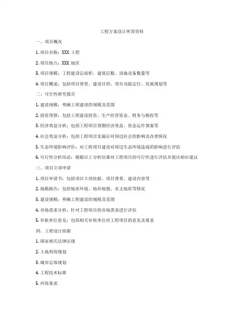 工程方案设计所需资料