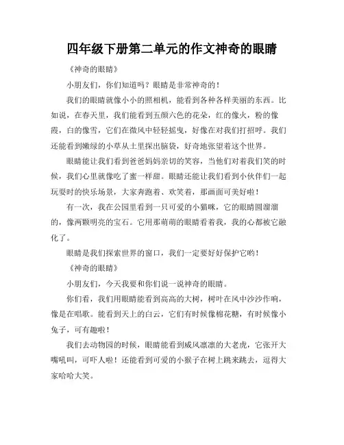 四年级下册第二单元的作文神奇的眼睛