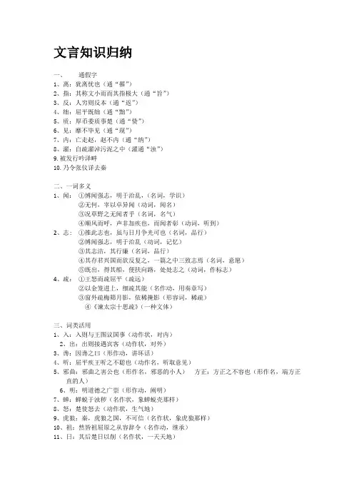 屈原列传 字词整理