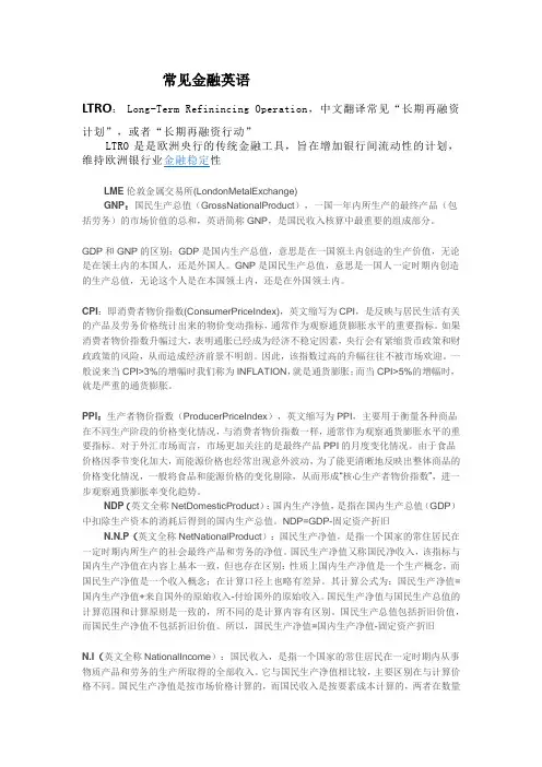 金融英语缩写