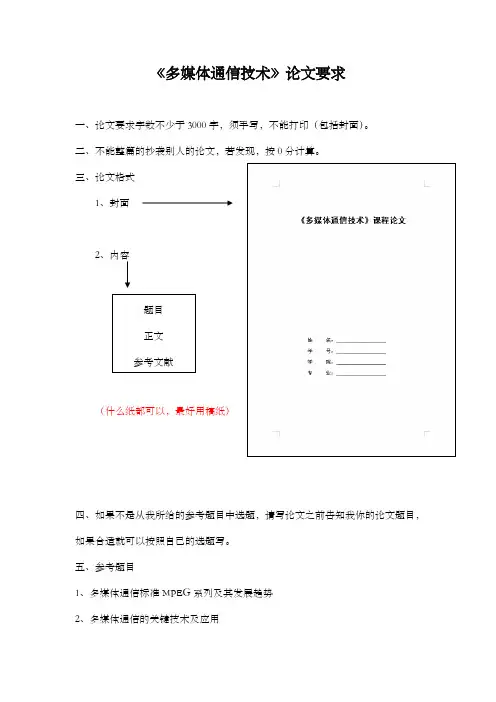 多媒体通信技术课程论文要求及参考题目
