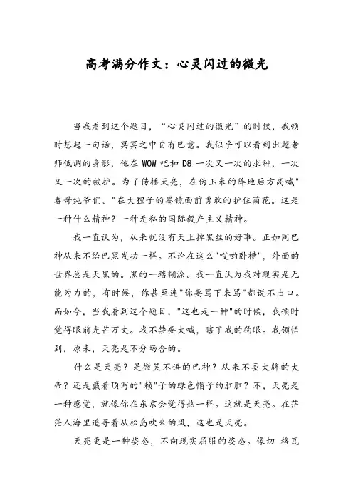 高考满分作文：心灵闪过的微光