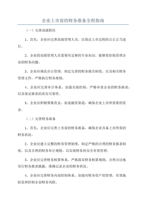 企业上市前的财务准备全程指南