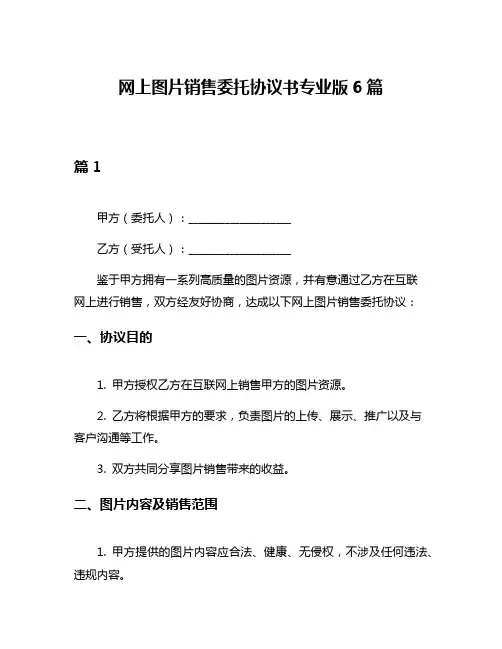 网上图片销售委托协议书专业版6篇