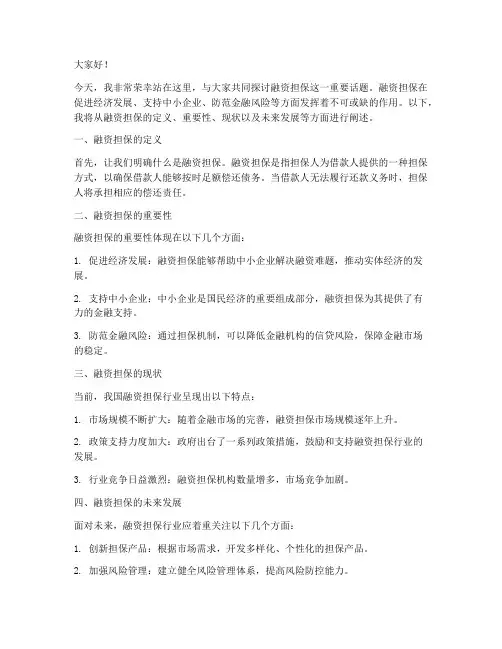 融资担保演讲稿范文模板