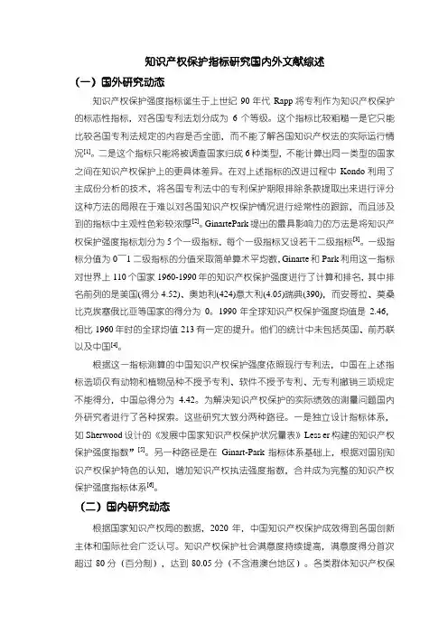 《知识产权保护指标研究国内外文献综述》