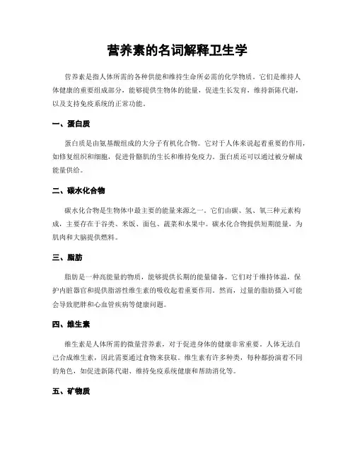 营养素的名词解释卫生学