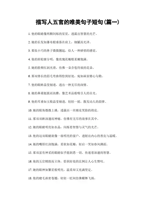 描写人五官的唯美句子短句(精选合集2篇)