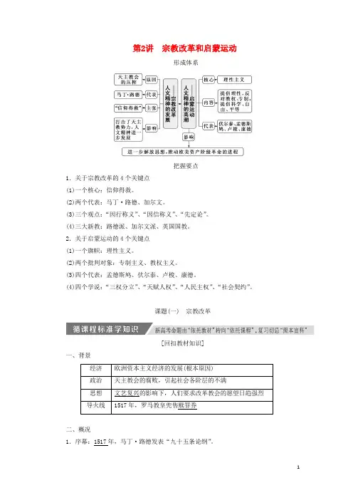 2020版高考历史一轮复习第十二单元第2讲宗教改革和启蒙运动讲义(含解析)新人教版必修3