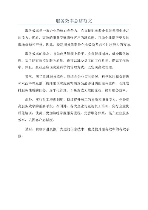 服务效率总结范文