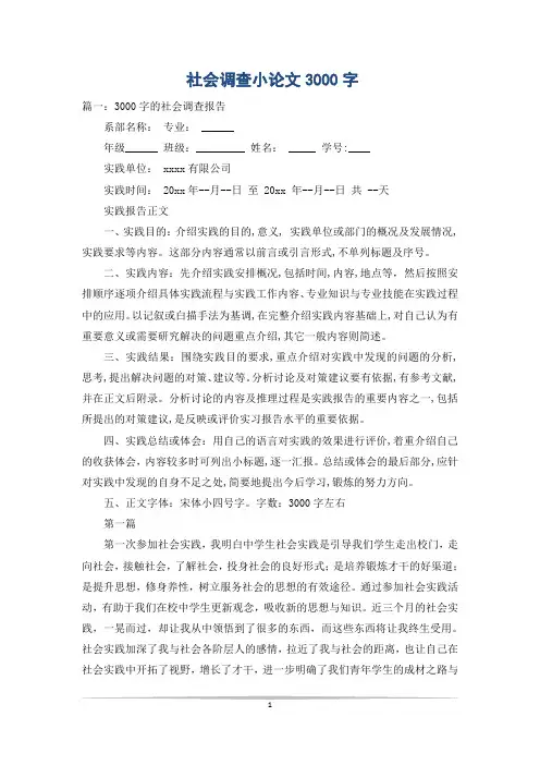社会调查小论文3000字