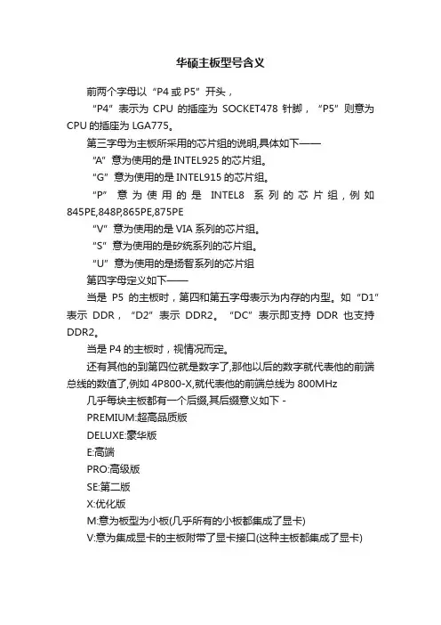 华硕主板型号含义