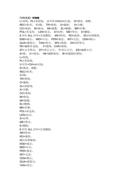 CAD(天正)快捷键