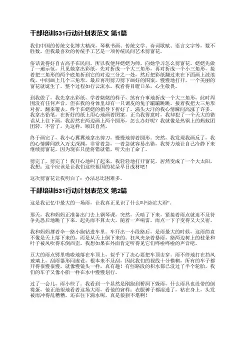 干部培训531行动计划表范文(合集16篇)