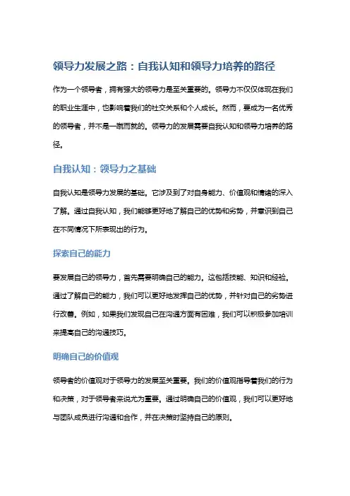 领导力发展之路：自我认知和领导力培养的路径