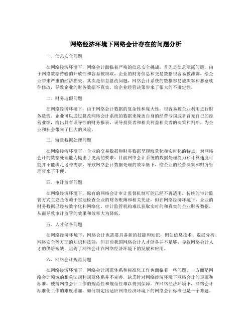 网络经济环境下网络会计存在的问题分析