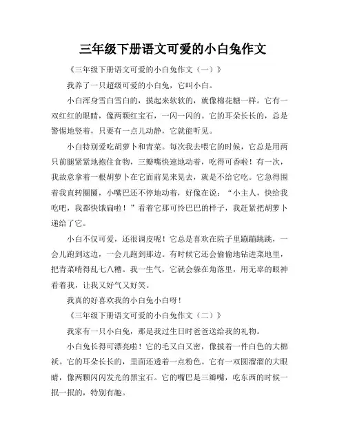 三年级下册语文可爱的小白兔作文