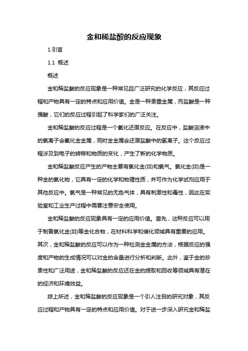 金和稀盐酸的反应现象