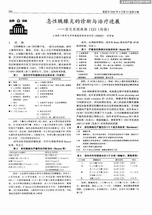 急性胰腺炎的诊断与治疗进展—消化系统疾病(12)(待续)