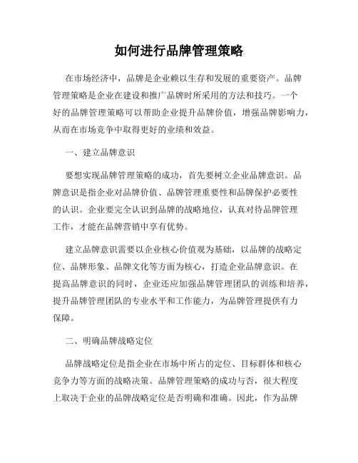 如何进行品牌管理策略