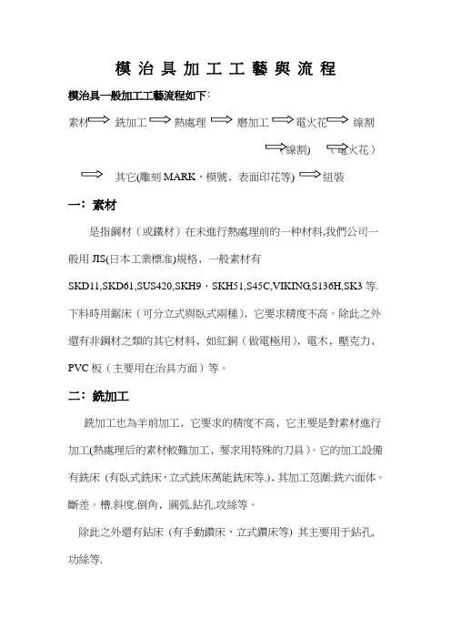 模治具加工工艺与流程