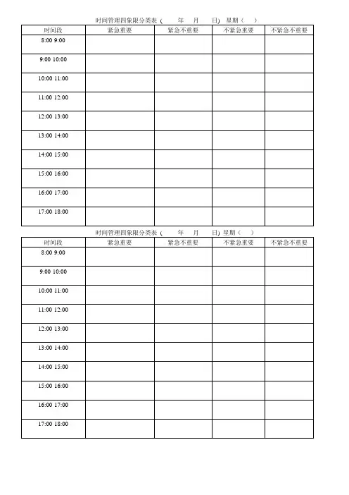 时间管理四象限分类表