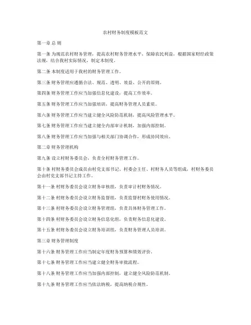 农村财务制度模板范文
