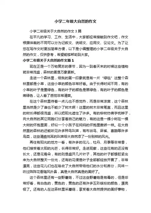 小学二年级关于大自然的作文3篇
