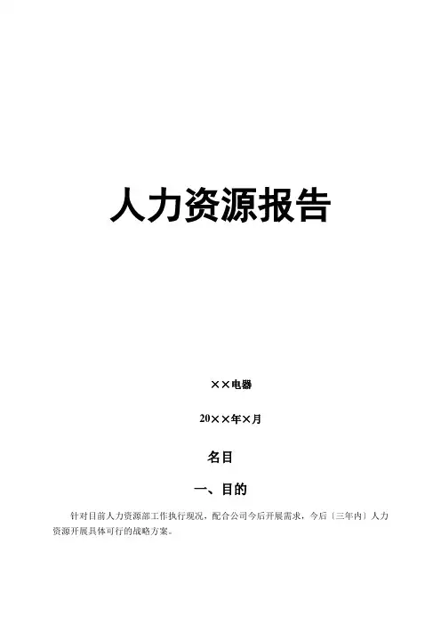 XX电器公司HR规划报告