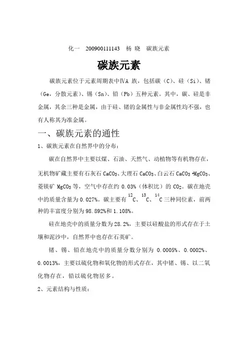 碳族元素讲解