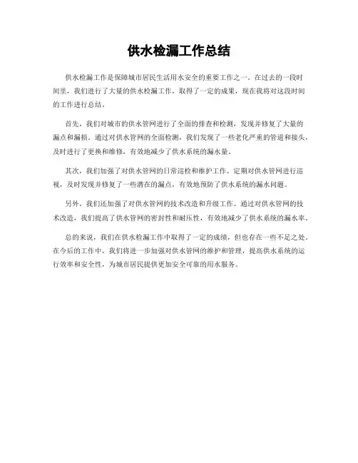 供水检漏工作总结