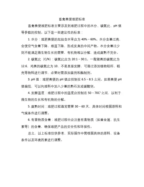 畜禽粪便堆肥标准