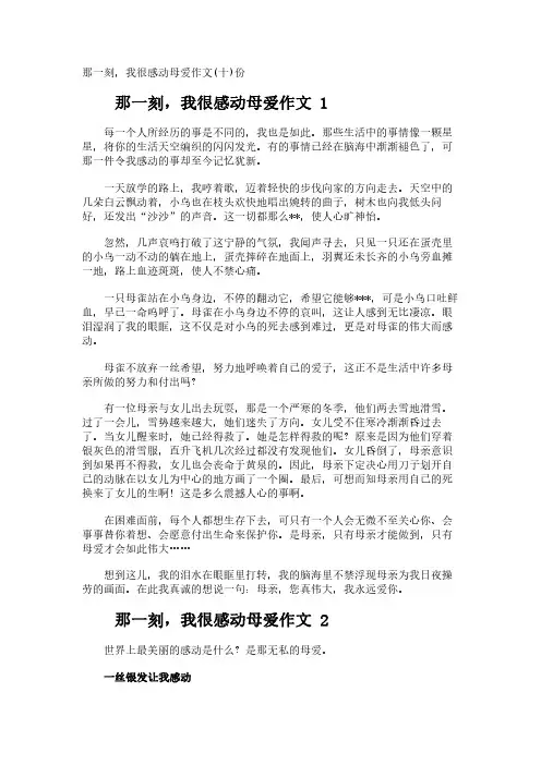 那一刻,我很感动母爱作文(十)份