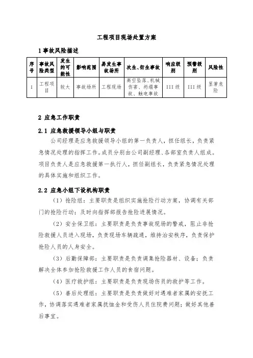 工程项目现场处置方案