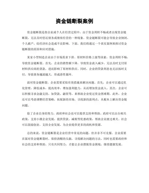 资金链断裂案例