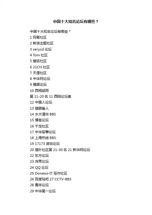 中国十大知名论坛有哪些？