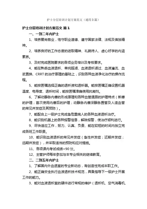 护士分层培训计划方案范文（通用3篇）
