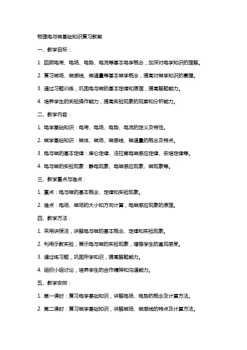 物理电与磁基础知识复习教案