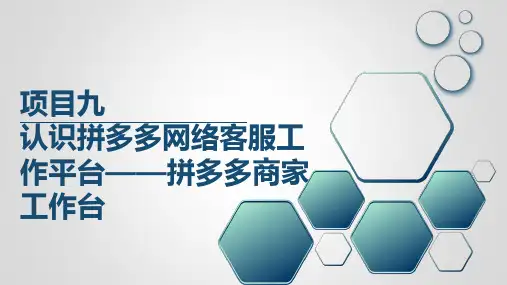 网络客户服务 项目九 认识拼多多网络客服工作平台