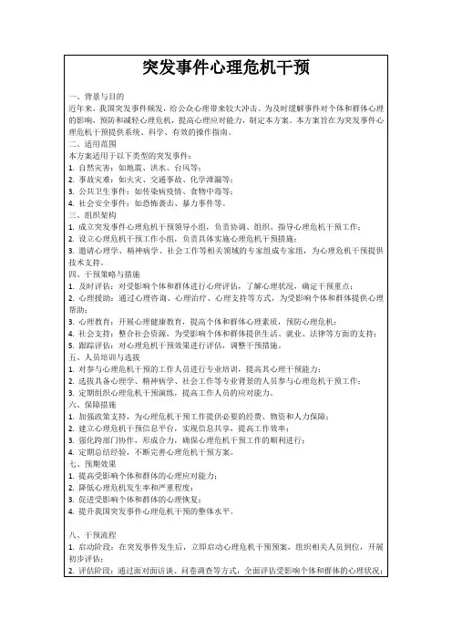 突发事件心理危机干预