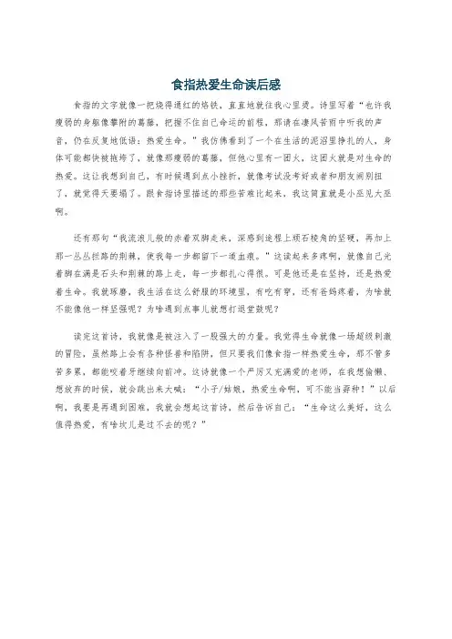 食指热爱生命读后感