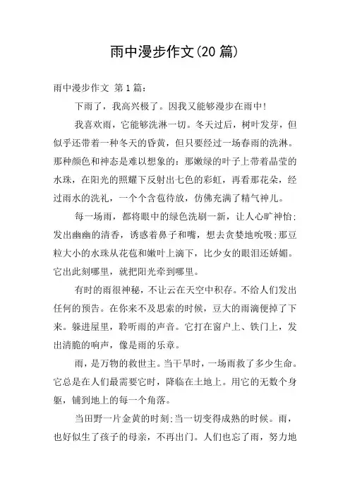 雨中漫步作文(20篇)