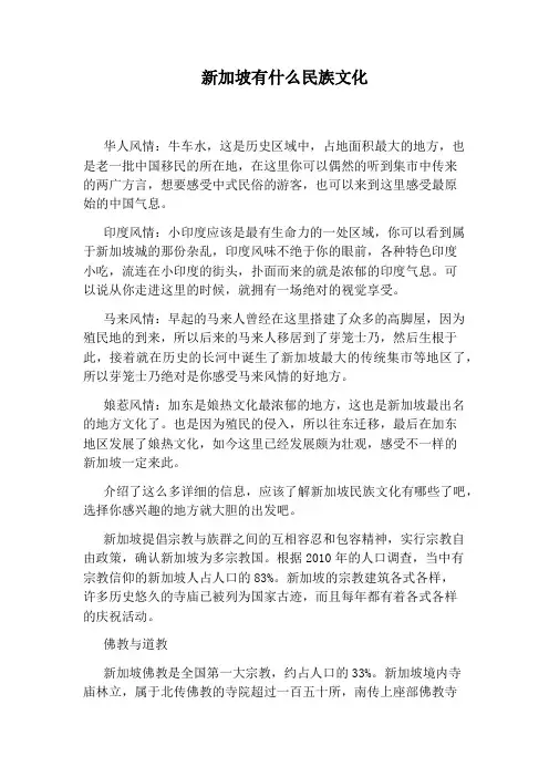 新加坡有什么民族文化