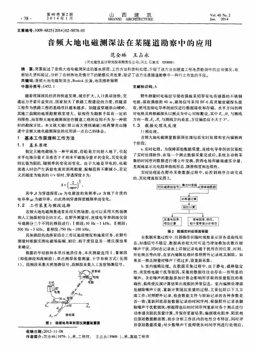 音频大地电磁测深法在某隧道勘察中的应用